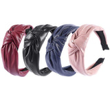 Bohend Fashion Women Headband Wide PU Leather Knotted Hair Hoop Solid Turban Daily Use Hair Accessories for Women and Girls(4pcs)