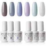 Gellen Gel Nail Polish Set - Neutral Grays Series Pastel Tone, Opaque 6 Nail Art Gel Colors Home Gel Nail Art Manicure Kit