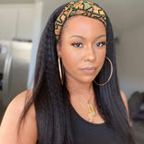 izhenwo Long Yaki Straight Headband Wigs for Women Black Synthetic Headband WigsSynthetic Headband Wigs for Black Women Girl's Yaki Straight Hair for Daily Party Use
