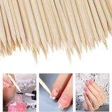 Onwon 1000 Pieces Orange Wood Sticks - Double Sided Nail Art Multi-Functional Cuticle Pusher Remover, Clean Nail Polish - 110mm Pointed End & Flat End Manicure Pedicure Tool