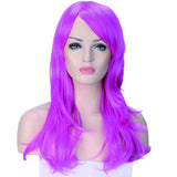 23'' Long Wavy Hair Wig Heat Resistant Curly Synthetic Wigs Cosplay Wig (Rose Red) for Women