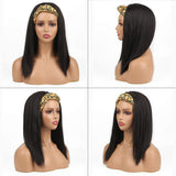 izhenwo Long Yaki Straight Headband Wigs for Women Black Synthetic Headband WigsSynthetic Headband Wigs for Black Women Girl's Yaki Straight Hair for Daily Party Use