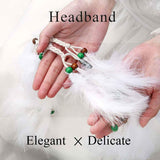 Fashband White Feather Headband Festival Hair Piece Boho Headwear Wedding Fairy Headdress Tribal Headpiece Indian Hair Accessories for Women and Girls