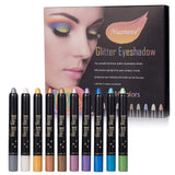 Eyeshadow Glitter, Eyeshadow Stick, Shimmer Eyeshadow, Pen Eyeshadow, Ultra Pigmented Makeup Eye Shadow Powder Long Lasting Waterproof, 10 Colors