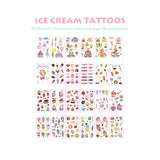 300PCS Ice Cream Temporary Tattoos for Kids, Easy to Use Temporary Tattoos Gywantt Waterproof Summer Tattoo Stickers for Children and Adults Birthday Party Favors(Pack of 24 Sheets)