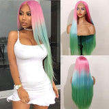 AIVA Synthetic Lace Front Wig With Natural Hairline Ombre Wig Glueless Heat Resistant Hair Middle Part Cosplay Wigs For Women