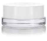 Clear Glass 7 ml Thick Wall Airtight Small Balm Sample Wax Concentrate Jars with White Foam Lined Smooth Lids (12 Pack)