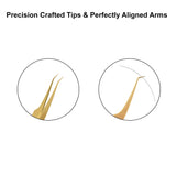 Professional Golden Tweezers for Eyelash Extension Hand Crafted Japanese Stainless Steel Precision Tweezers (45° Angular Tip.)