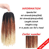 Spring Twist Hair 12 Inch 3 Pack Ombre Colors Crochet Braids Bomb Twist Crochet Braids Kanekalon Synthetic Hair Extensions(Black brown beige)