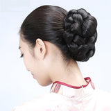 Remeehi Braided Updo Hair Extensions Clip in/on Costume Bun Chignon Hairpieces 1b#