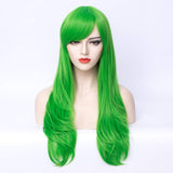 PATTNIUM Long Wavy Green Wig with Bangs Rose Net Women's Anime Cosplay Costume Halloween Party Green Wig (Style Five)
