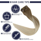 Full Shine Hair Extensions Clip Ins 10 Pieces Remy Balayage Clip In Hair Extensions Color 8 Ash Brown Fading to 60 Platinum Blonde Straight Clip Extensions Real Hair 12 Inch 80 Gram