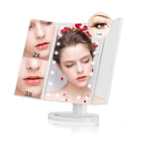 Led Lighted Vanity Mirror Trifold Makeup Mirror - NaCot 10X/3X/2X/1X Magnification Vanity Mirror Trifold 21 Led Lighted with Touch Screen for Countertop Cosmetic Makeup