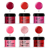 Dip Powder Nail Kit 6 Colors Red Glitter Dipping Powder System Starter Kit Acrylic Dipping System for French Nail Manicure Nail Art Set Essential Kit,Portable Kit for Travel