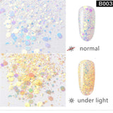 CHARMING MAY 6 Boxes Color Change Flakes Paillette Laser Nail Glitter Sequins(color change sequins)