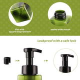 Foaming Shampoo Dispenser, Suream 4 Pack 8.45oz/250ml Green Plastic Refillable Hand Pump Bottle for Lotion, Soap, Conditioner, Empty Square Container for Bathroom Body Wash, Kitchen Sink and Travel