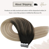 Moresoo Balayage Hair Extensions Ash Blonde Hair Extensions 18 Inch Tape in Hair Extensions Real Human Hair Black Ombre to Blonde Tape Extensions Adhesive Seamless Hair Extensions 20pcs/50g