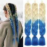 24“ New Fashion Braiding Hair Ombre Jumbo Braiding Hair Extension Jumbo Braids for Box Braids Twist Crochet Hair (Jumbo Braiding-6PCS, Blonde to Blue)