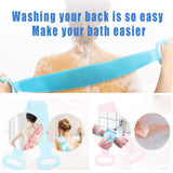 Back Scrubber for Shower,Extra Long silicone Bath Body Brush for Wet or Dry Brushing Exfoliating Skin and A Soft Scrub, Easy to Clean Body Comfortable Massage for Shower 2PCS （Blue and pink）