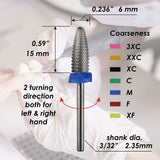 C & I Typhoon Bit, 2 Way, Fast Remove Acrylics or Gels, Both for Left Handed & Right Handed, Carbide Nail Drill Bit Electric Manicure Drill & Accessory (3XC)