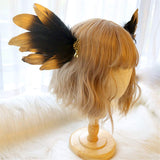 Handmade Feather Angel Wings Hair Clips Hair Barrettes Lolita Cosplay Hair Accessories (Black)