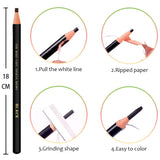 Waterproof Eyebrows Pencil Tattoo Makeup And Microblading Supplies Kit-Permanent Eye Brow Liners In Wa(including :12 eyebrow pens, 2 eyebrow knives, 3 eyebrow card, 2 pencil sharpeners)