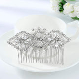 Unsutuo Crystal Flower Bridal Hair Accessories Silver Bride Wedding Hair Comb Pearl Headpieces for Women and Girls