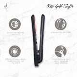 Herstyler Titanium Hair Straightener - 1.5 Inch Flat Iron with Rose Gold Titanium Plates - Enticing Dual Voltage Flat Iron for Silky Hair