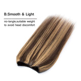 Hidden Invisible Crown Human Hair Extension Highlight One Piece Secret Miracle Wire in Hairpieces Highlight Remy Hair Translucent Fish Line Headband 60g 16'' #4P27 Medium Brown mix Dark Blonde