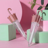 RONRONS 16 Pieces 5.5ml Creative Umbrella Shaped Empty Lip Gloss Tube Small Lip Glaze Containers Refillable Cosmetic Bottle DIY Vials with Rose Gold Lid and Stopper for Pretty Girls