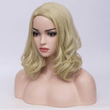 BERON Short Bob Curly Blonde Wig Women's Halloween Cosplay Costume Wig Daily Use Party Wig (Blonde)