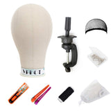 VRHOT 22 Inch Wig Head Mannequin Head Canvas Block Head with Mount Hole C Stand, Styling Hair Clips, T Needle, Thread, Wig Cap, U-Shaped Scissors(22 Inch)