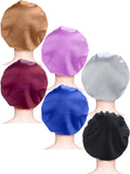 6 Pieces Satin Sleep Cap Elastic Wide Band Hat Night Sleeping Head Cover for Good Sleeping