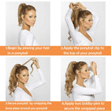 Leterly 18" 24" Ponytail Extension Long Curly Straight Wrap Around Pony Tails Clip in Hair Piece Synthetic for Women Girls Ash Blonde