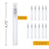 Houseables Small Spray Bottle, Mini Perfume Atomizer, 10mL, 4.75â, 12 Pack, Glass, Frosted, Spritzer, Fine Mister, 10 Gram, Empty Tube, Travel Size Container, Sample, Gift, Refillable, Spritz, Sprayer