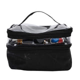 Makeup Bag Portable Travel Makeup Train Case PU Leather Cosmetic Storage Organizer for Cosmetics Makeup Brushes Toiletry Jewelry Digital Accessories Black(Black)