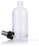 8 oz Clear Boston Round Thick Plated Glass Bottle with Black Mist Spray (4 Pack)