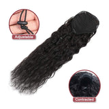 RACILY Human Hair Clip in Corn Wave Ponytail Extensions, Long Wrap Drawstring Curly Clip on Pony Tail Hairpiece, 100% Unprocessed Brazilian Virgin Hair for Black Women (12")
