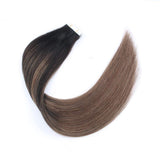 Sixstarhair Silky Straight Beautiful Balayage Color New Trend Tape in Hair Extensions Dark Brown Fading to Chestnut Brown Remy Human Hair Ombre and Piano Colors [Color B2-6 16inch]