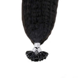 Runature Stick Tip Hair Extensions 22 Inches ITip Human Hair Off Black Hair Extensions 50g Kinky Straight Prebonded Hair Extensions Hot Fusion