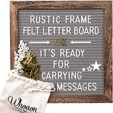 Rustic Wood Frame Gray Felt Letter Board 10x10 inch. Precut White & Gold Letters