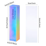 50 Pieces Lip Gloss Boxes Laser Color Holographic Lipstick Wrapping Perfume Essential Oil Bottle Packaging Box and 50 Pieces Clear Shrinkable Film for DIY Lip Gloss Packaging, 4.21 x 0.9 x 0.9 Inch