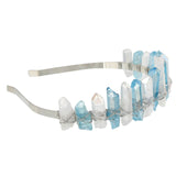 Raw Crystal Quartz Headband Crown - Rhinestone Tiara Mermaid Crown Headband for Women Bride Wedding Parties Hair Hoop (Transparent+Blue)