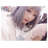 16 inch hair Gals Japan Harajuku Daily Hair Sweet Lolita Grey Wig Christmas Anime Cosplay Party Costume Super Natural Club Full Wigs