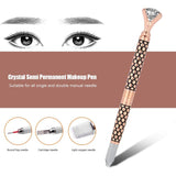 Manual Tattoo Pen, Detachable Crystal Eyebrow Eyeliner Lip Microblading Needle Pen, Eyebrow Microblading Pens for Semi-Permanent Makeup Tool (Rose Gold)