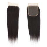 Brazilian Straight Virgin Hair 3 Bundles With Closure Free Part 100% Unprocessed Human Hair Bundles Straight Weave Hair Natural Black(16 18 20+14 Closure Free Part)