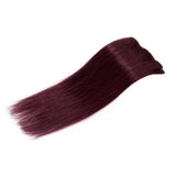 16 Inch Clip in Human Hair Extensions 65g Thin 8 Pcs Clip on Human Hairpieces Standard Weft Soft Long Straight Hair for Women Gift #99J Wine Red