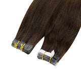 LaaVoo Tape in Human Hair Extensions Balayage Dark Brown to Medium Brown with Golden Blonde Tape in Real Hair Extensions Brown Balayage Remy Hair Extensions Tape in Extensions Brown 20pcs 50g 14”