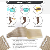 Full Shine Tape in Hair Extensions Real Human Hair Balayage Tape in Extensions Seamless Hair Extensions Ombre Glue in Hair Extensions Pu Tape Hair 50 Gram
