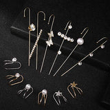 12 Pcs Ear Wrap Crawler Hook Earrings Ear Cuffs Earrings for Women Girls Butterfly